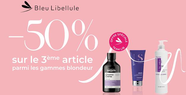 La Vache Noire Bleu Libellule promotion gamme blondeur coiffure coiffeur, cheveux hair care shampoing après-shampoing